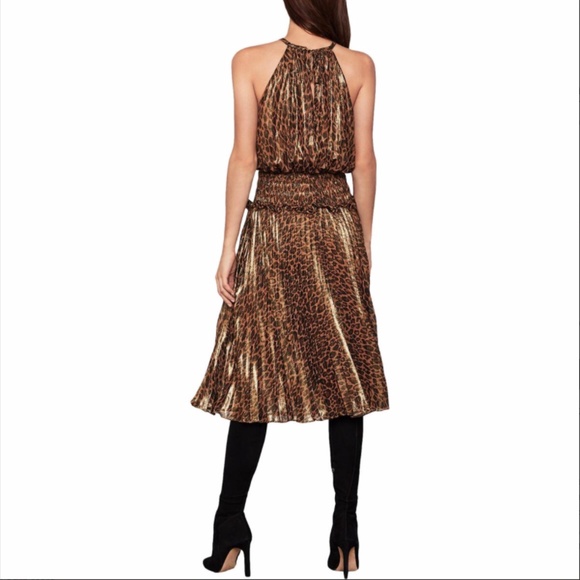 BCBGMAXAZRIA METALLIC ANIMAL PRINT MIDI DRESS - Picture 4 of 6